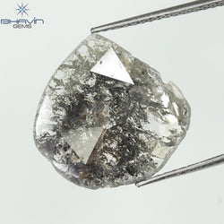 3.38 CT Slice Shape Natural Diamond Salt And Pepper Color I3 Clarity (15.37 MM)