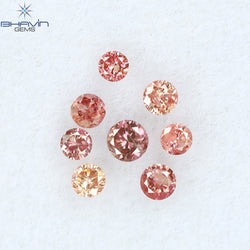0.19 CT/8 Pcs Round Shape Natural Loose Diamond Pink Color I2 Clarity (2.00 MM)
