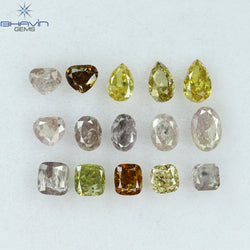 3.04 CT/15 Pcs Mix Shape Natural Diamond Pink Yellow Color I2 Clarity (5.00 MM)