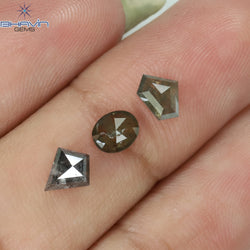 1.03 CT/3 PCS Mix Shape Natural Diamond Salt And Pepper Color I3 Clarity (6.10 MM)