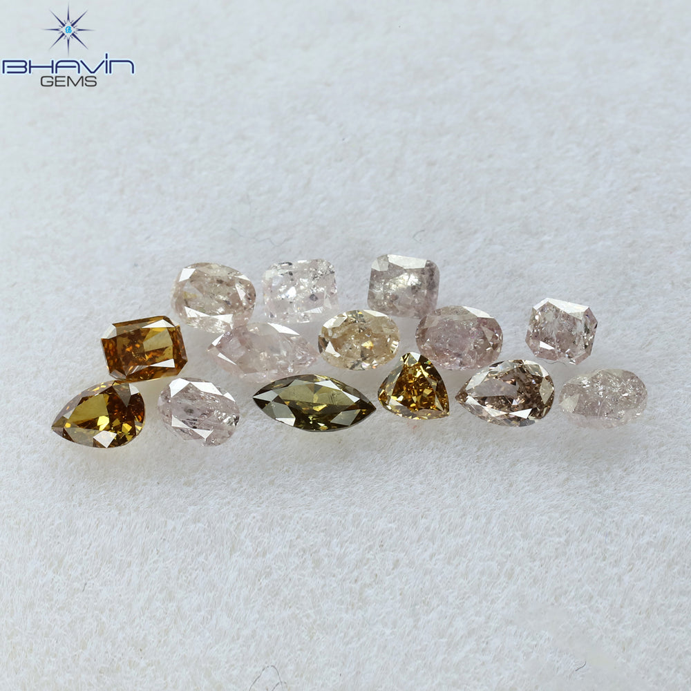 1.38 CT/14 Pcs Mix Shape Natural Diamond Pink Color I2 Clarity (4.75 MM)