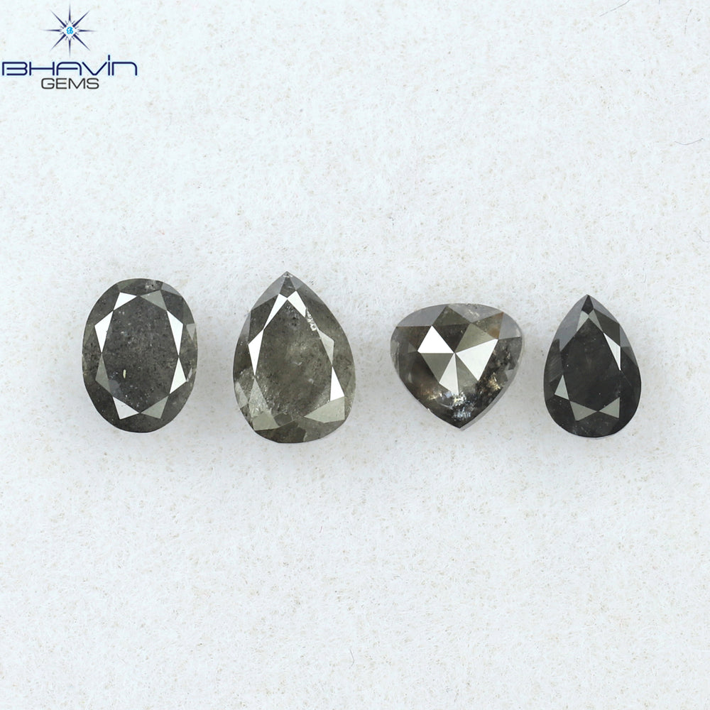 0.83 CT/4 PCS Mix Shape Natural Diamond Salt And Pepper Color I3 Clarity (4.95 MM)