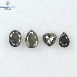 0.83 CT/4 PCS Mix Shape Natural Diamond Salt And Pepper Color I3 Clarity (4.95 MM)