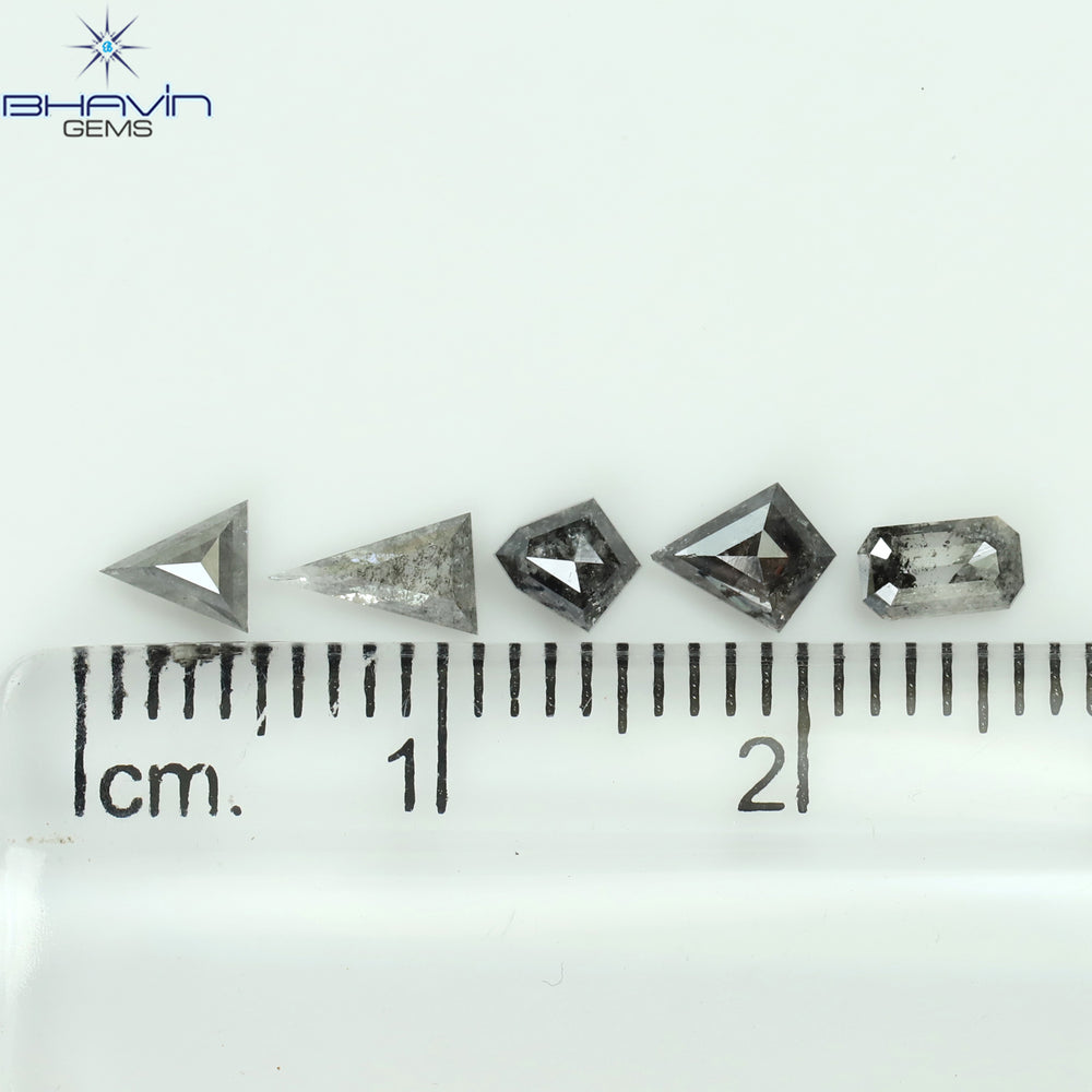 1.04 CT/5 PCS Mix Shape Natural Diamond Salt And Pepper Color I3 Clarity (5.75 MM)