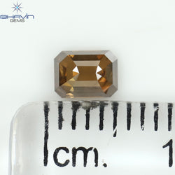 0.45 CT Emerald Shape Natural Diamond Brown Color I1 Clarity (4.65 MM)
