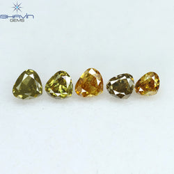 1.20 CT/5 Pcs Heart Shape Natural Diamond Mix Color SI Clarity (3.95 MM)