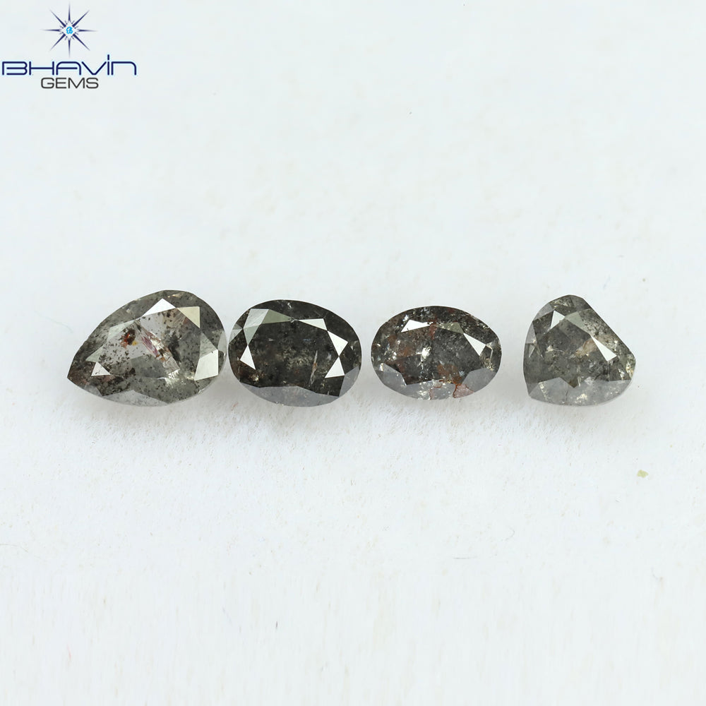 0.86 CT/4 PCS Mix Shape Natural Diamond Salt And Pepper Color I3 Clarity (4.86 MM)