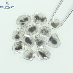 3.23 CT/12 Pcs Slice Shape Natural Diamond Salt And Pepper Color I3 Clarity (7.17 MM)