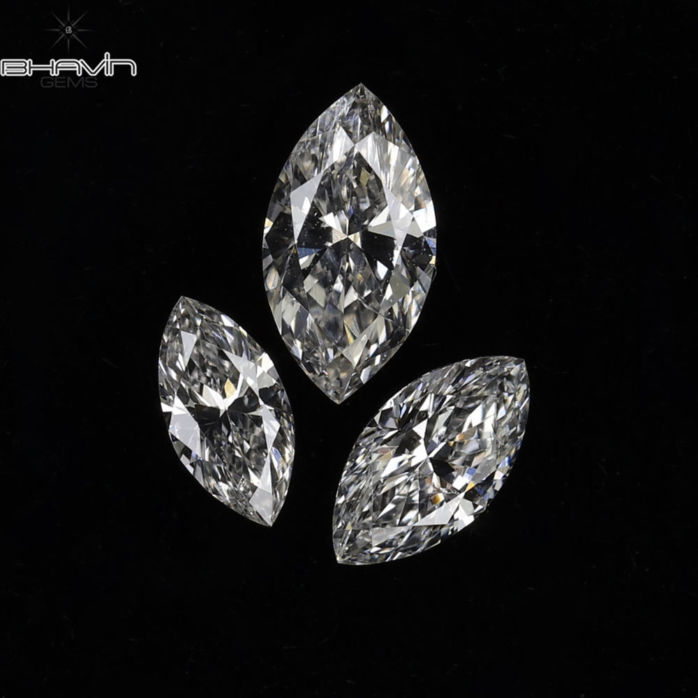 0.26 CT/3 PCS Marquise Shape Natural Diamond White Color SI Clarity (4.97 MM)