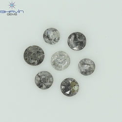 0.31 CT/7 Pcs Uncut Shape Salt And Pepper Color Natural Loose Diamond I3 Clarity (2.28 MM)