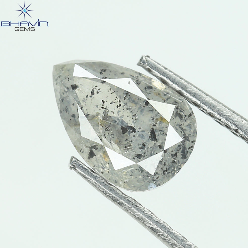 1.03 CT Pear Shape Natural Diamond Salt And pepper Color I3 Clarity (7.61 MM)
