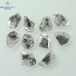 3.64 CT/10 Pcs Slice Shape Natural Diamond Salt And Pepper Color I3 Clarity (9.10 MM)