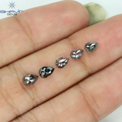 1.37 CT/5 PCS Pear Shape Natural Diamond Salt And Pepper Color I3 Clarity (5.15 MM)