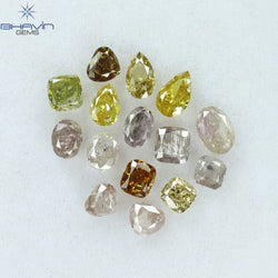3.04 CT/15 Pcs Mix Shape Natural Diamond Pink Yellow Color I2 Clarity (5.00 MM)