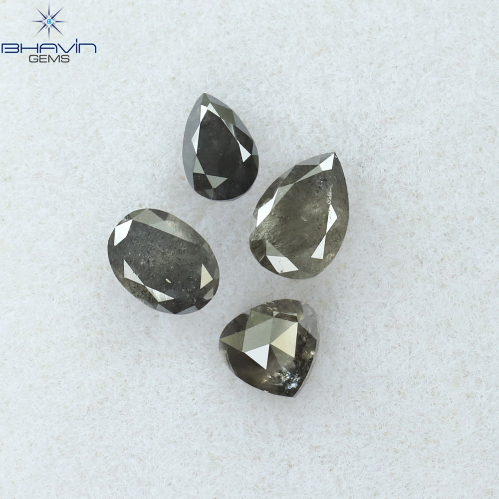 0.83 CT/4 PCS Mix Shape Natural Diamond Salt And Pepper Color I3 Clarity (4.95 MM)