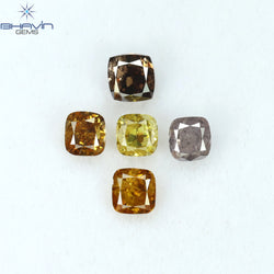 1.23 CT/5 Pcs Cushion Shape Natural Diamond Mix Color SI2 Clarity (3.75 MM)