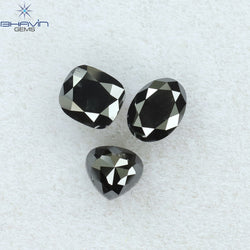 1.03 CT/3 PCS Mix Shape Natural Diamond Black Color Opaque Clarity (4.35 MM)