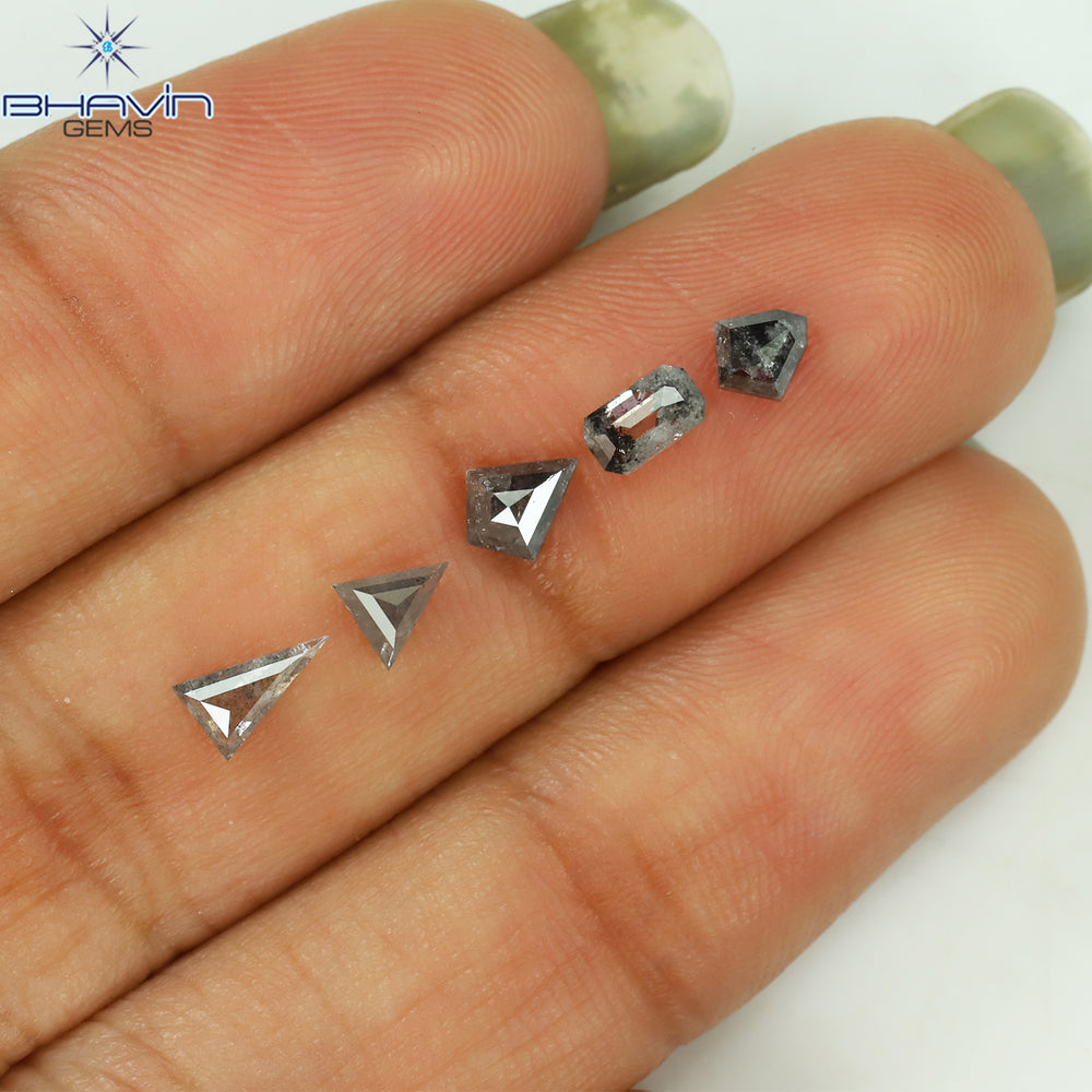 1.04 CT/5 PCS Mix Shape Natural Diamond Salt And Pepper Color I3 Clarity (5.75 MM)