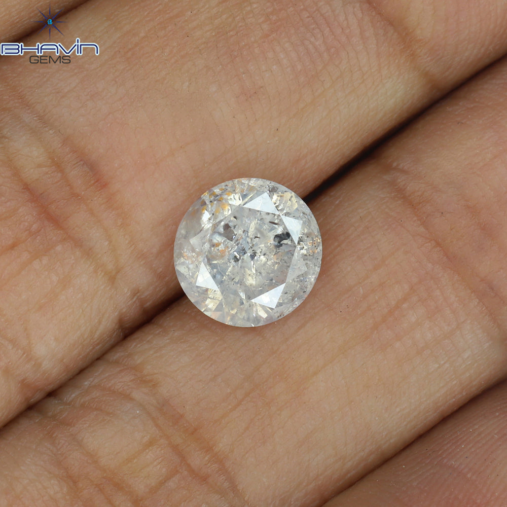 1.69 CT Round Shape Natural Loose Diamond White Color I3 Clarity (7.55 MM)