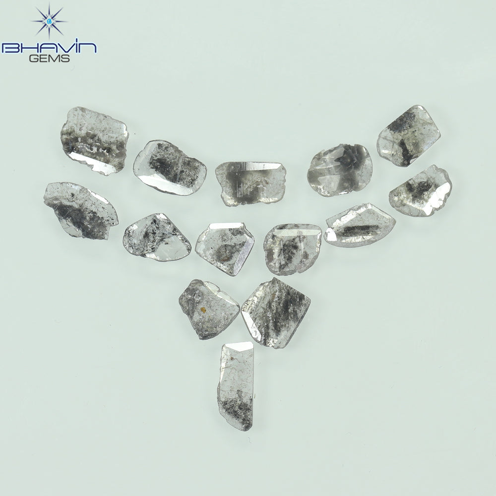 2.60 CT/14 Pcs Slice Shape Natural Diamond Salt And Pepper Color I3 Clarity (7.98 MM)
