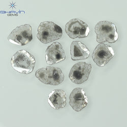 2.46 CT/12 Pcs Slice Shape Natural Diamond Salt And Pepper Color I3 Clarity (7.09 MM)