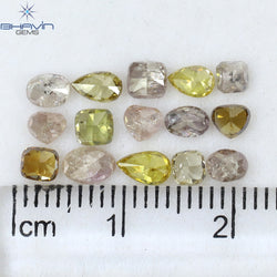 3.04 CT/15 Pcs Mix Shape Natural Diamond Pink Yellow Color I2 Clarity (5.00 MM)