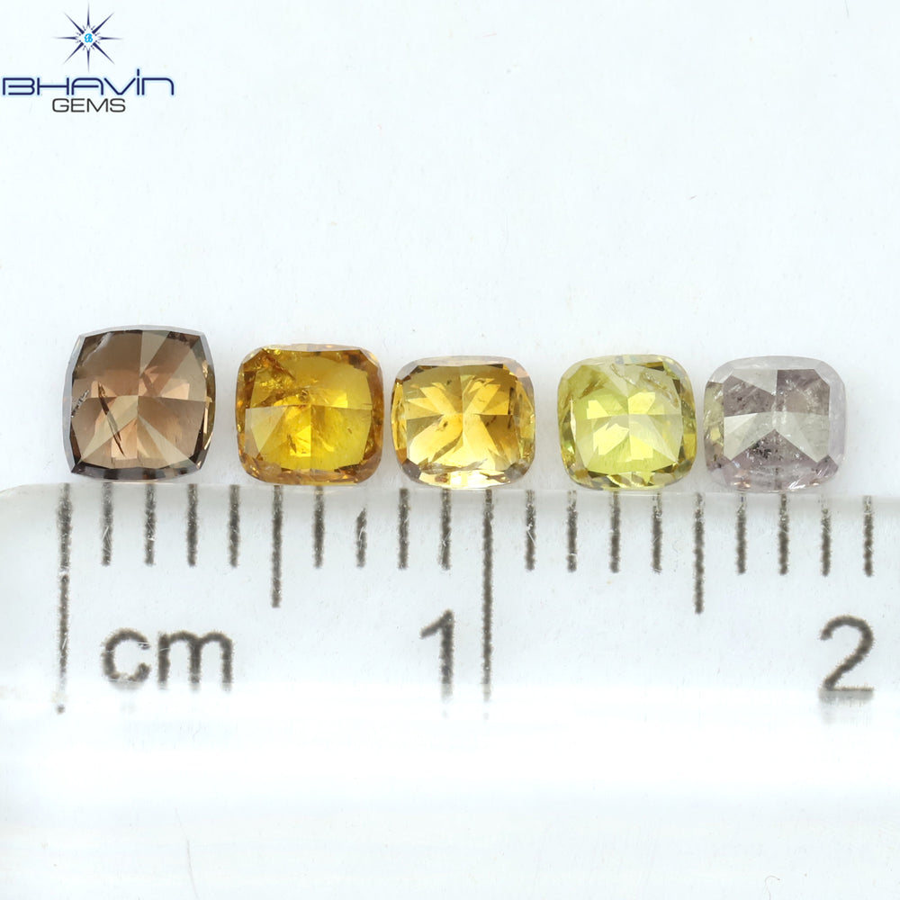 1.23 CT/5 Pcs Cushion Shape Natural Diamond Mix Color SI2 Clarity (3.75 MM)