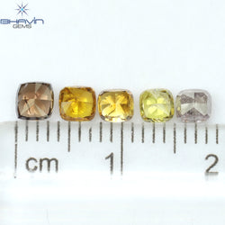 1.23 CT/5 Pcs Cushion Shape Natural Diamond Mix Color SI2 Clarity (3.75 MM)