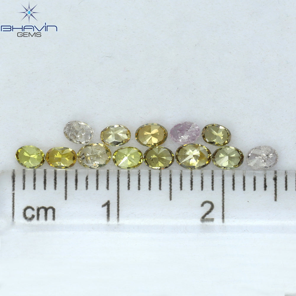 1.09 CT/13 Pcs Oval Shape Natural Diamond Mix Color SI Clarity (3.50 MM)
