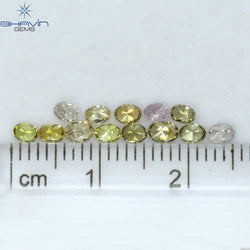 1.09 CT/13 Pcs Oval Shape Natural Diamond Mix Color SI Clarity (3.50 MM)