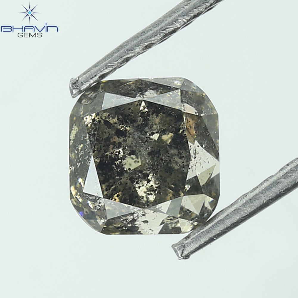 1.11 CT Cushion Shape Natural Loose Diamond Salt And pepper Color I3 Clarity (5.09 MM)