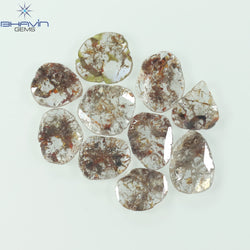 5.21 CT/10 Pcs Slice Shape Natural Loose Diamond Brown Color I3 Clarity (9.76 MM)