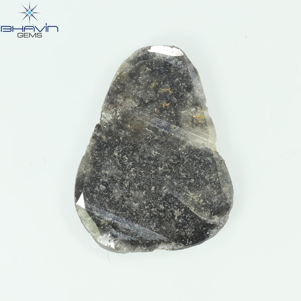 3.28 CT Slice Shape Natural Diamond Black (Salt And Pepper) Color I3 Clarity (19.36 MM)