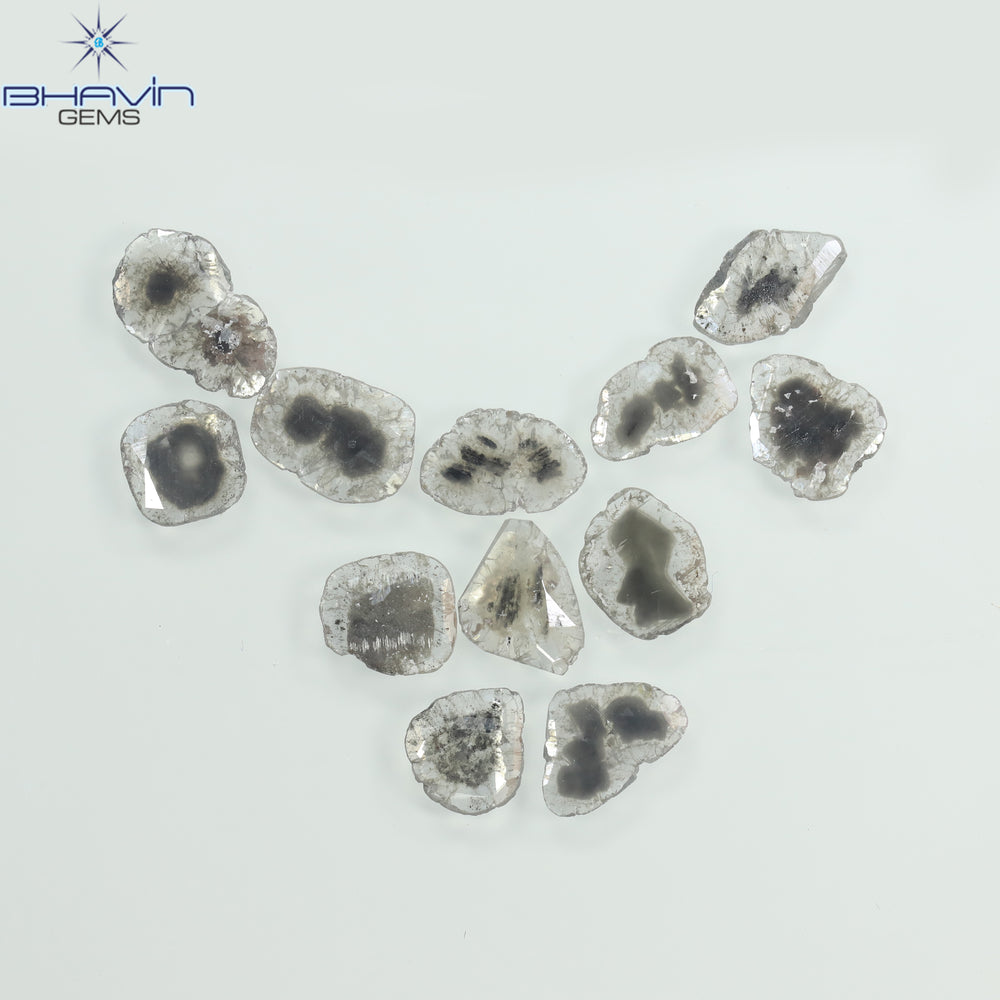 4.46 CT/12 Pcs Slice Shape Natural Diamond Salt And Pepper Color I3 Clarity (9.90 MM)