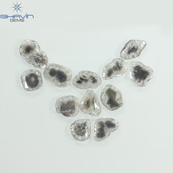 4.46 CT/12 Pcs Slice Shape Natural Diamond Salt And Pepper Color I3 Clarity (9.90 MM)
