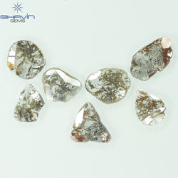 2.48 CT/7 Pcs Slice Shape Natural Diamond Salt And Pepper Color I3 Clarity (10.12 MM)