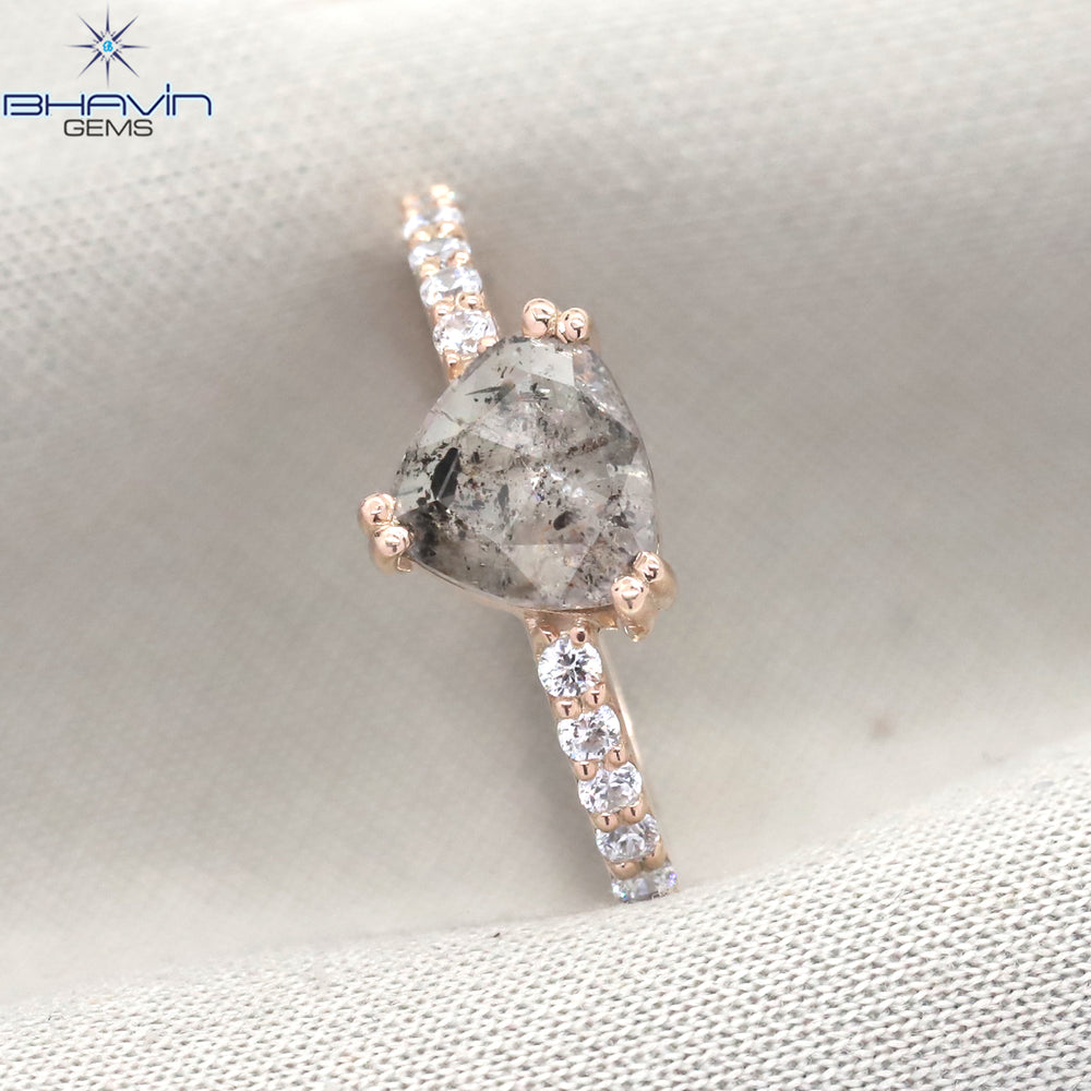 ハートダイヤ ソルト&ペッパーダイヤ 天然ダイヤ 指輪 婚約指輪