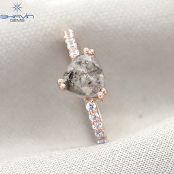 ハートダイヤ ソルト&ペッパーダイヤ 天然ダイヤ 指輪 婚約指輪