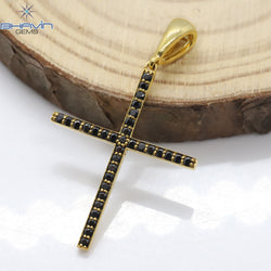 Diamond Pendant, Round Diamond, Black Diamond, Yellow Gold Pendant, Bridal Necklace, Pendant