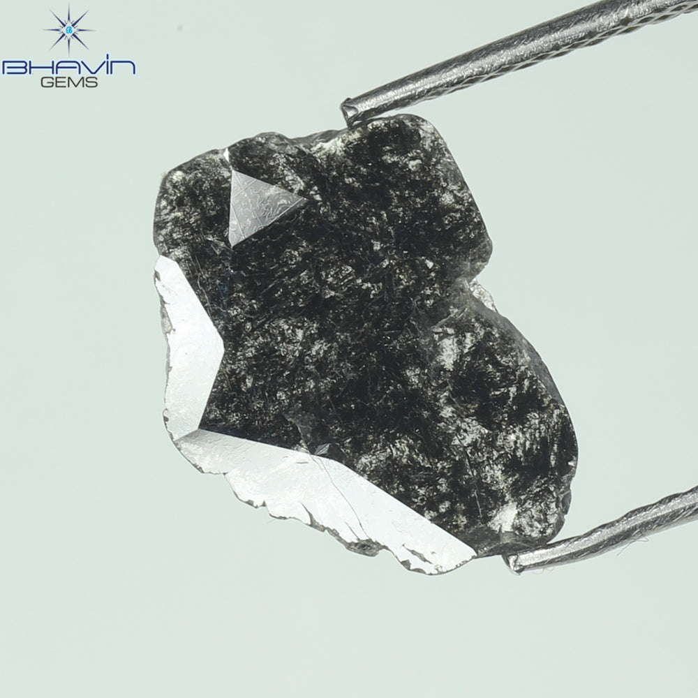 1.09 CT Slice Shape Natural Diamond Salt And Pepper Color I3 Clarity (11.82 MM)