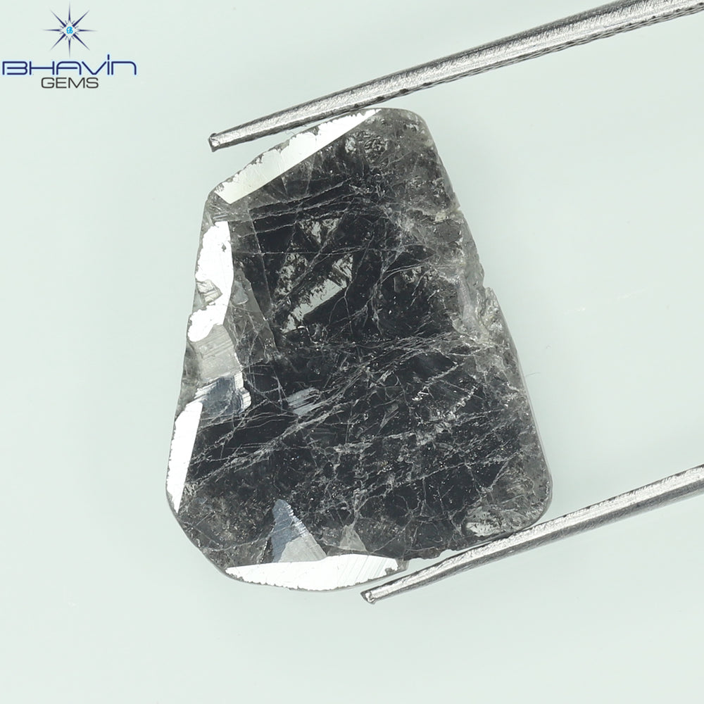 3.73 CT Slice Shape Natural Diamond Salt And Pepper Color I3 Clarity (16.50 MM)