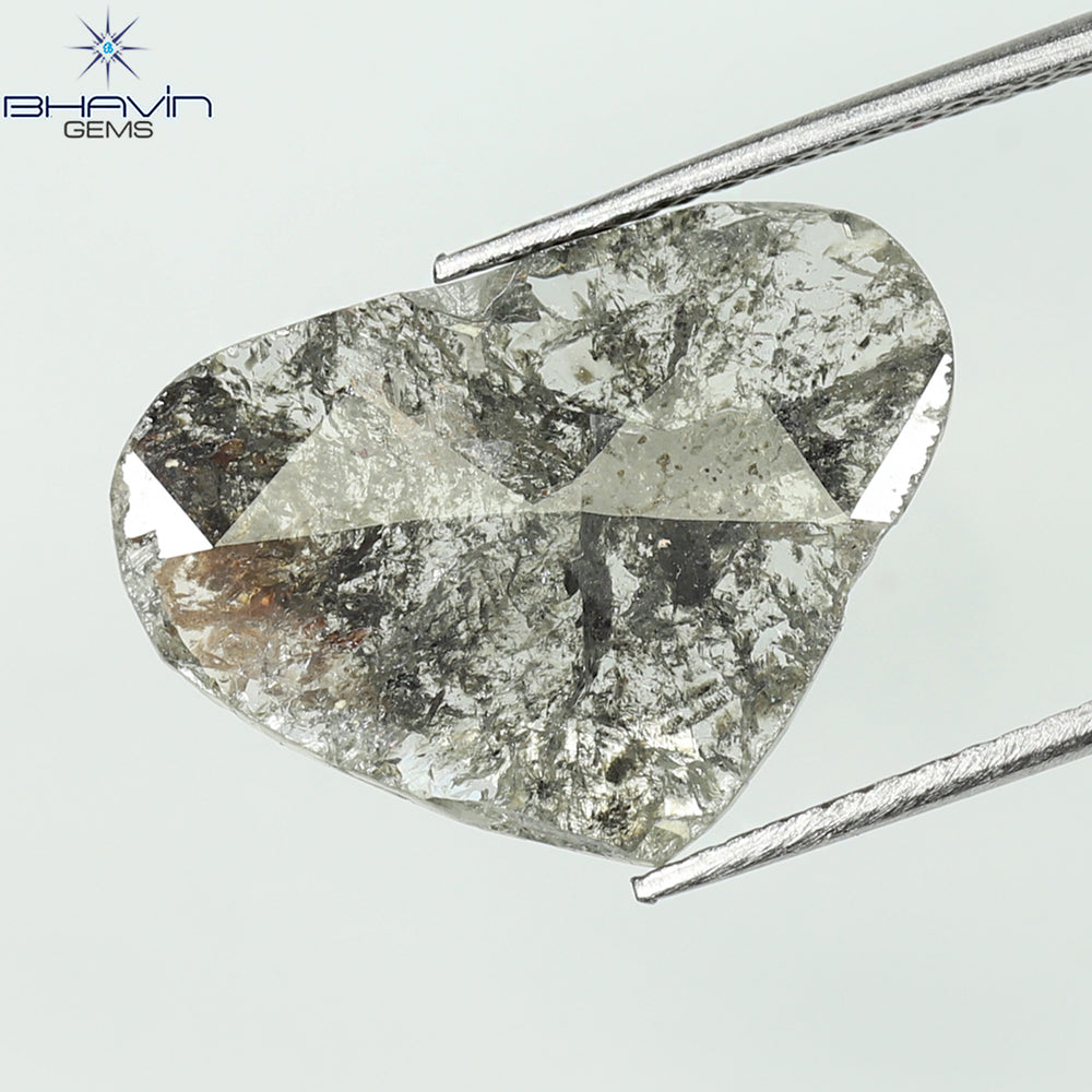 3.50 CT Heart Slice Shape Natural Diamond Salt And Pepper Color I3 Clarity (14.31 MM)