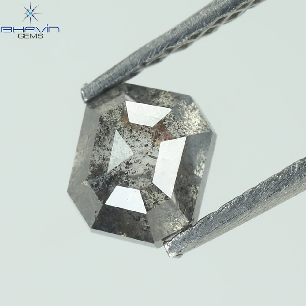 0.61 CT Emerald Shape Natural Loose Diamond Salt And pepper Color I3 Clarity (4.77 MM)