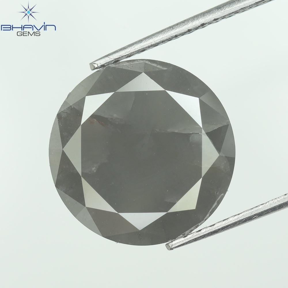 5.54 CT、ラウンド ローズ カット ダイヤモンド、グレー、クラリティ I3 (11.63 MM)