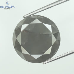 5.54 CT、ラウンド ローズ カット ダイヤモンド、グレー、クラリティ I3 (11.63 MM)