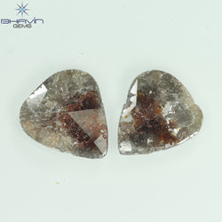 3.93 CT/2 Pcs Pear Slice Shape Natural Diamond Salt And Pepper Color I3 Clarity (13.24 To 12.66 MM)