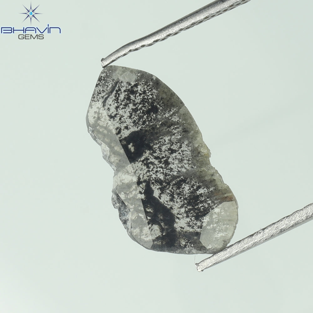 1.10 CT Slice Shape Natural Diamond Salt And Pepper Color I3 Clarity (14.00 MM)