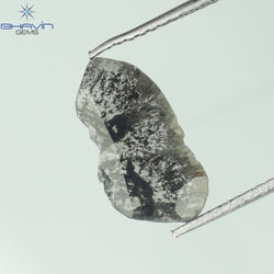 1.10 CT Slice Shape Natural Diamond Salt And Pepper Color I3 Clarity (14.00 MM)