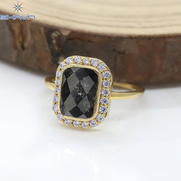 Slice Diamond, Natural Diamond Ring, Salt And Pepper Diamond, Gold Ring, Engagement Ring, Wedding Ring, Diamond Ring