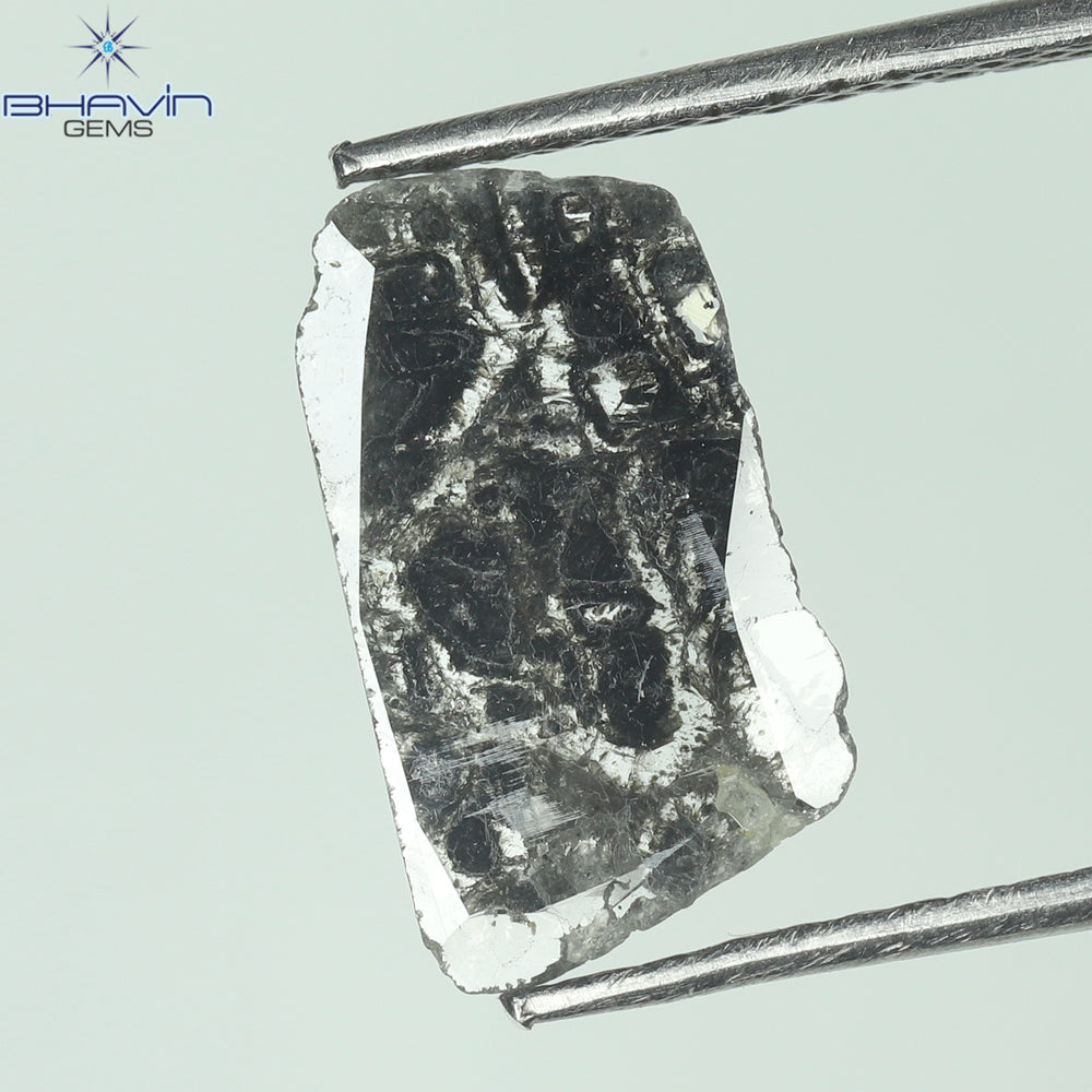 0.95 CT Slice Shape Natural Diamond Salt And Pepper Color I3 Clarity (11.56 MM)
